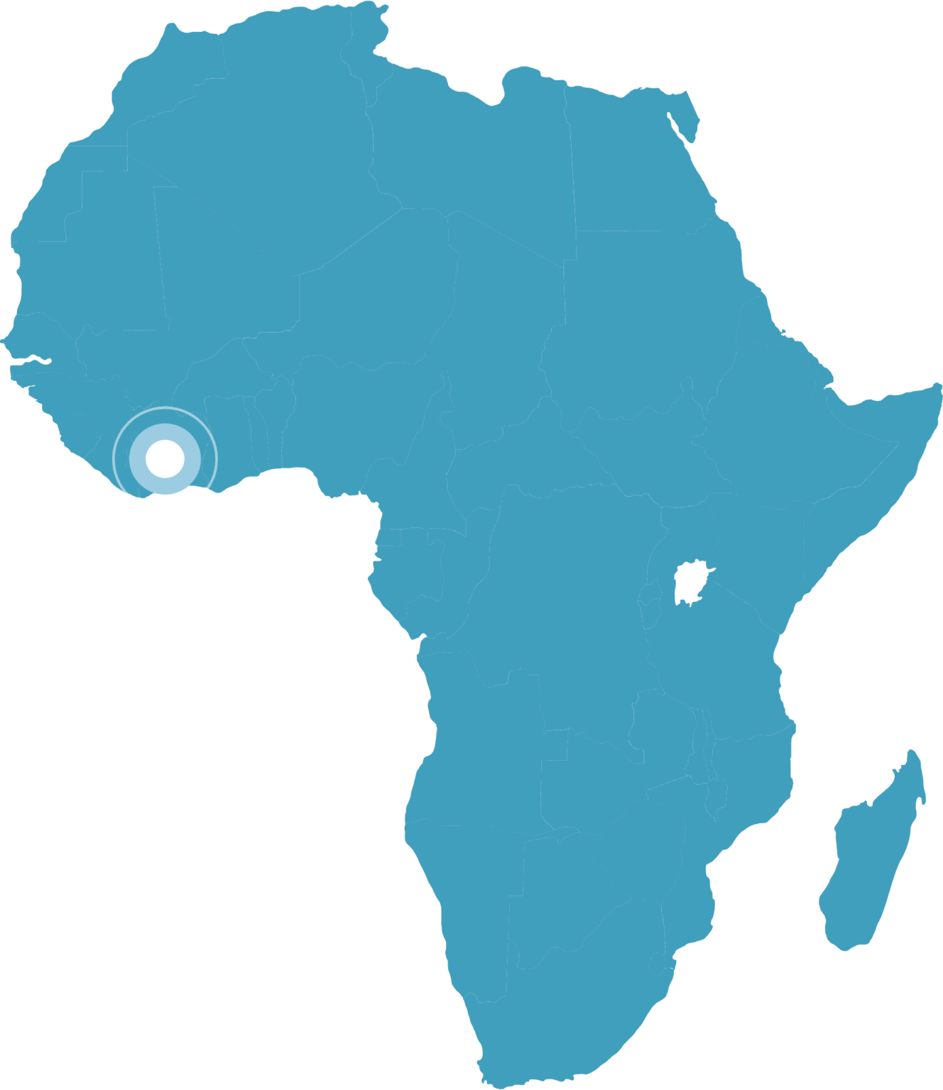 Map of Africa showing the location of Skylark’s Côte d’Ivoire gold projects